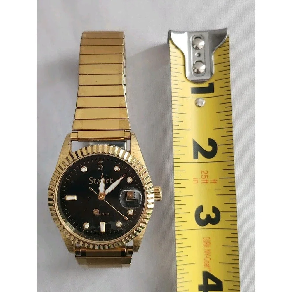 Stauer Swiss Noire Bienne Mens Watch W/Hadley-Roma Band